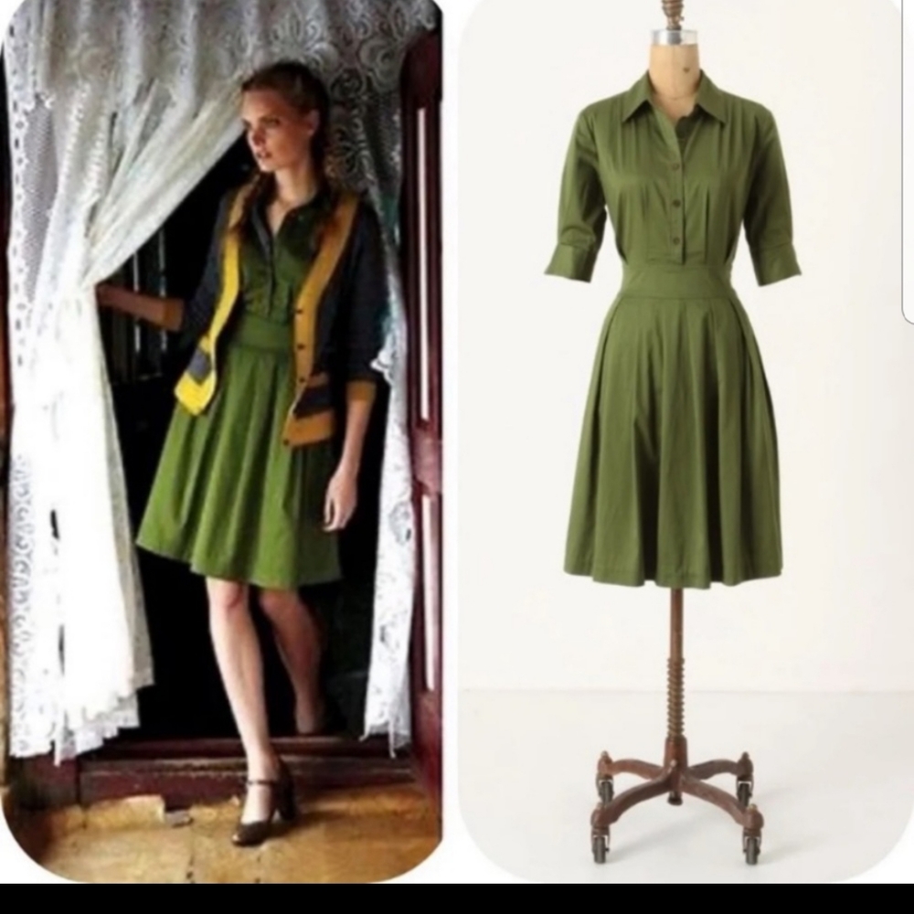 Anthropologie green shirt dress